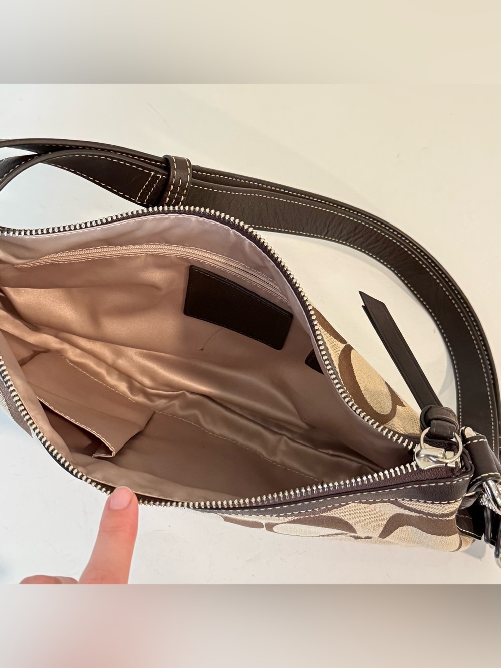 Vintage Coach Park Canvas Leather Brown Tan Hobo Soho Shoulder Purse Y2K F19731 - Picture 9 of 15